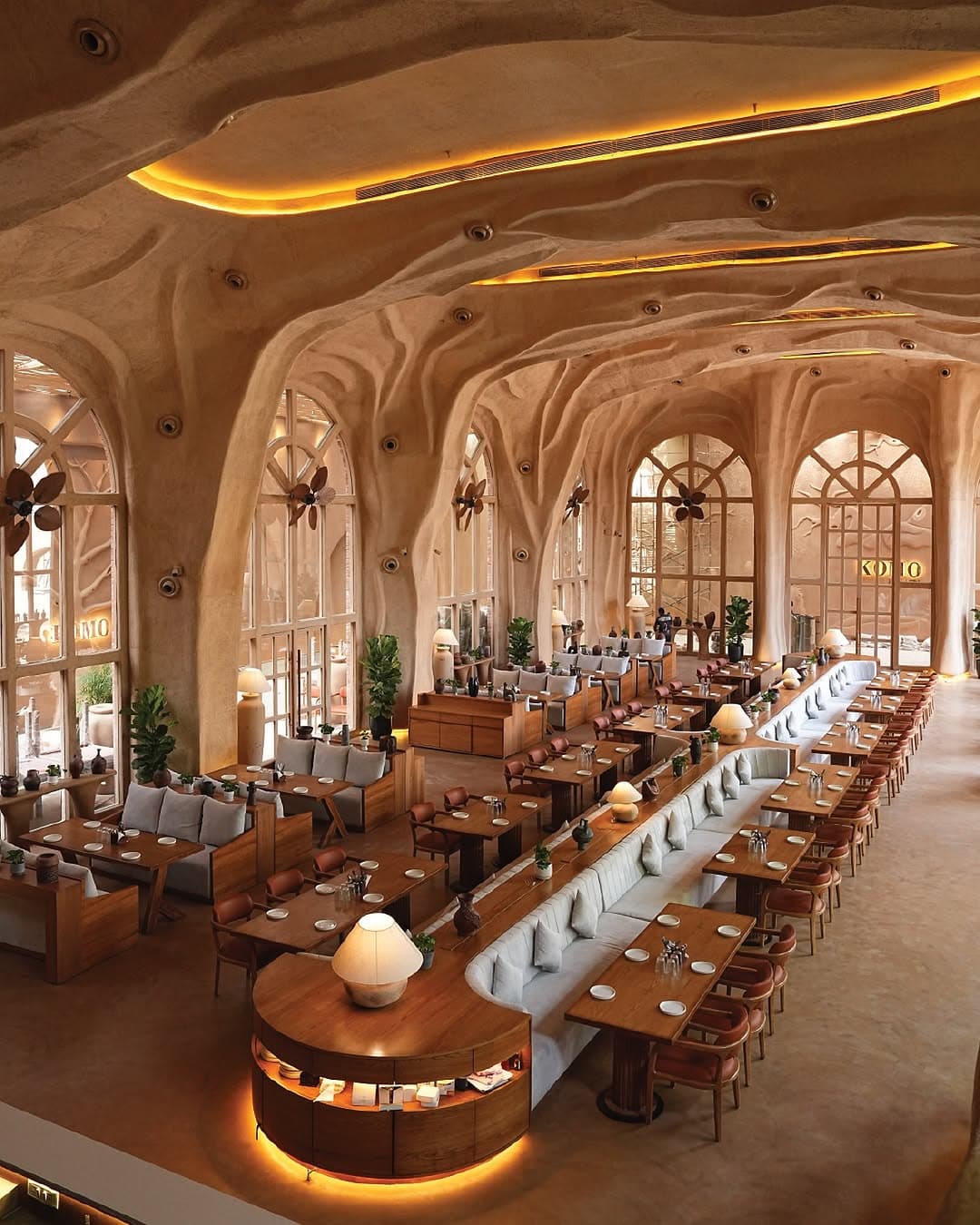 The vaulted dining room at KOMO by Kaffa